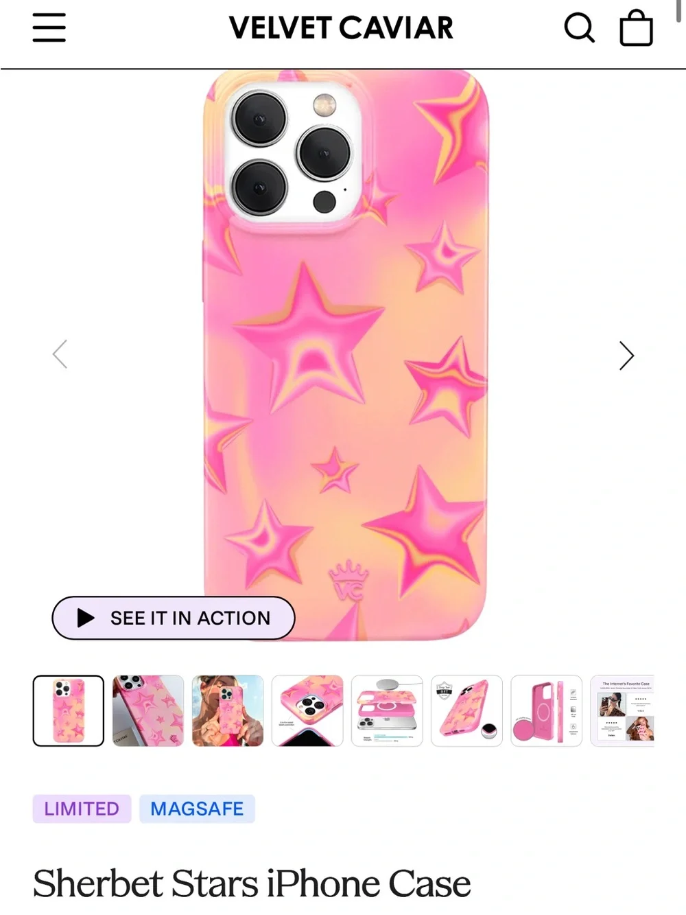 Velvet Caviar Sherbet Stars iPhone 15 Pro Max phone case pink orange